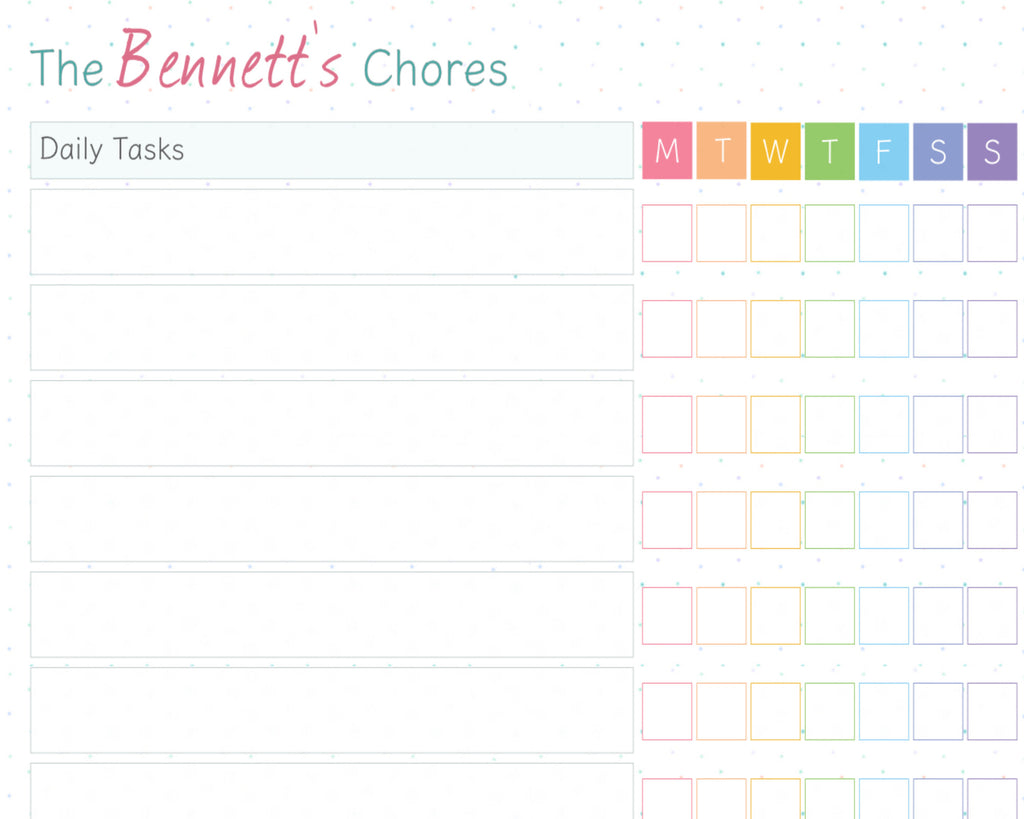 customisable whiteboard chore chart