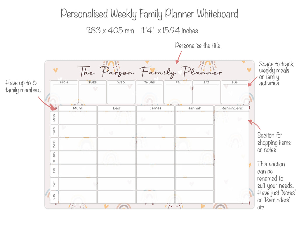 personalised family calendar planner 