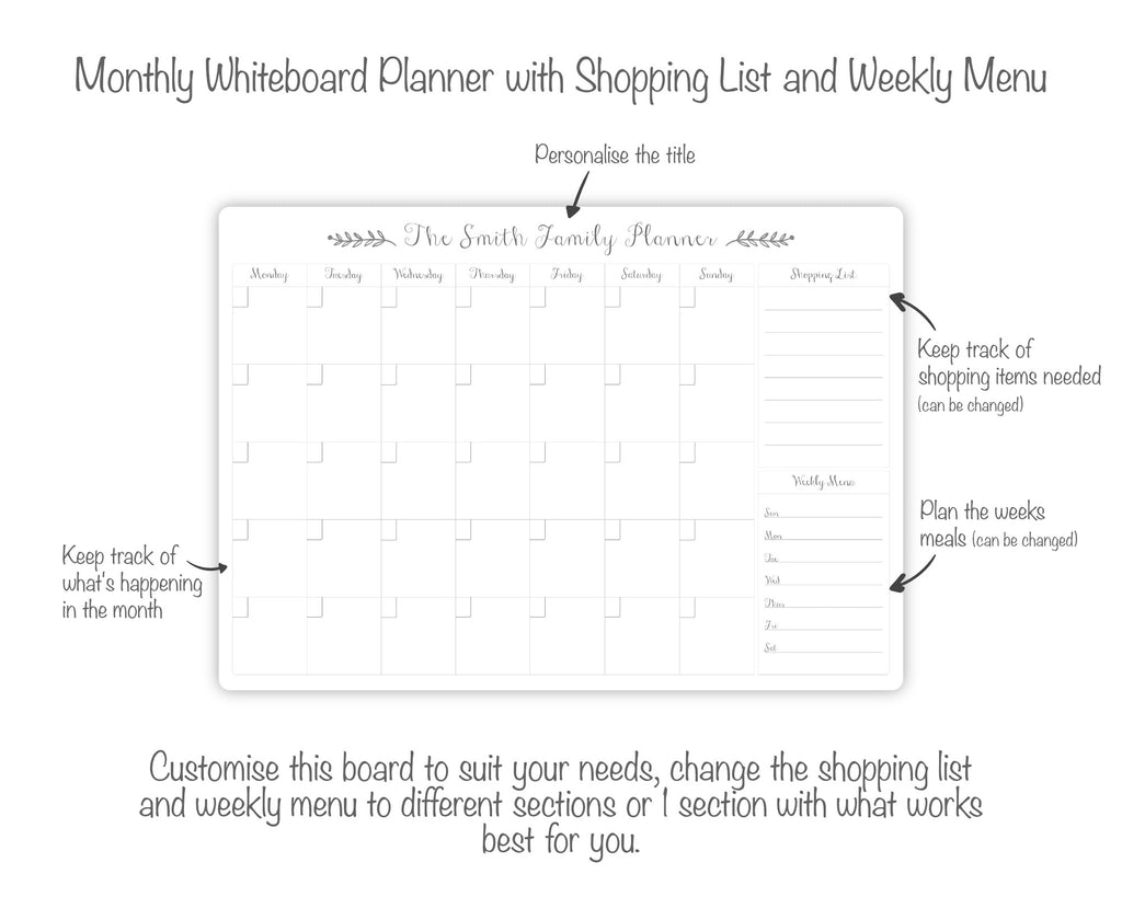 create your own monthly whiteboard calendar