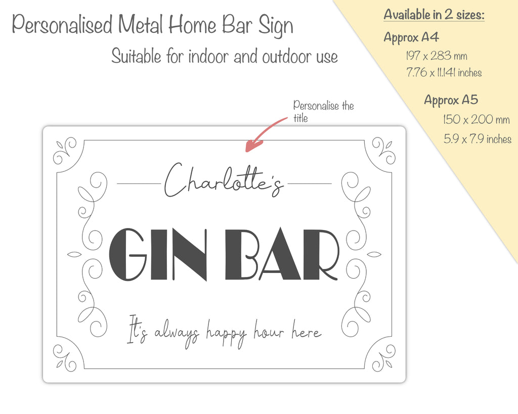 personalised gin bar sign 