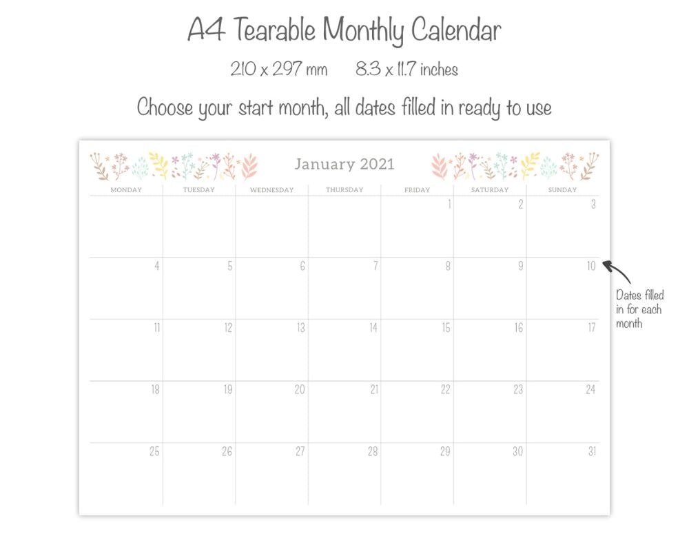make your own personalised tear off monthly calendar
