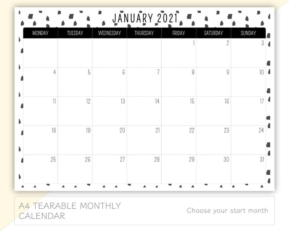 monochrome calendar monthly notepad