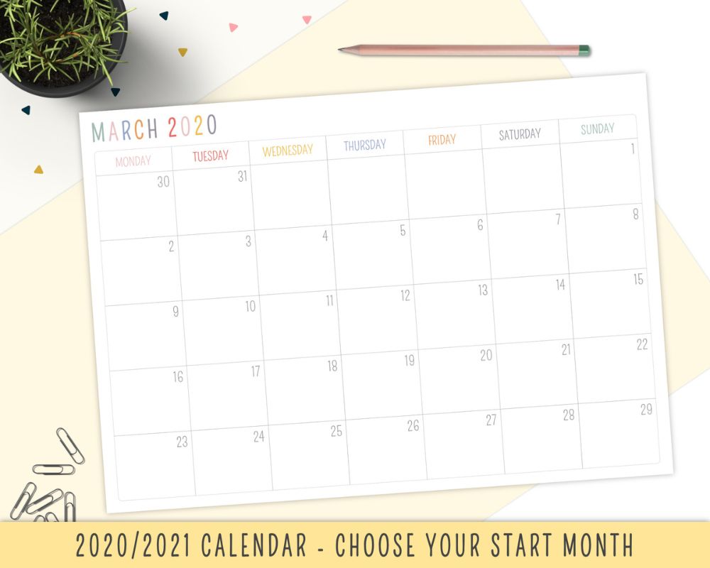 monthly calendar notepad