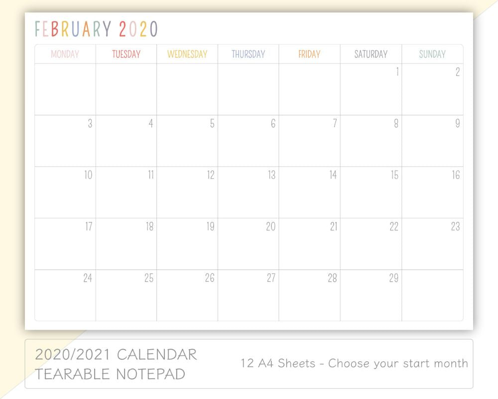 custom monthly calendar notepad