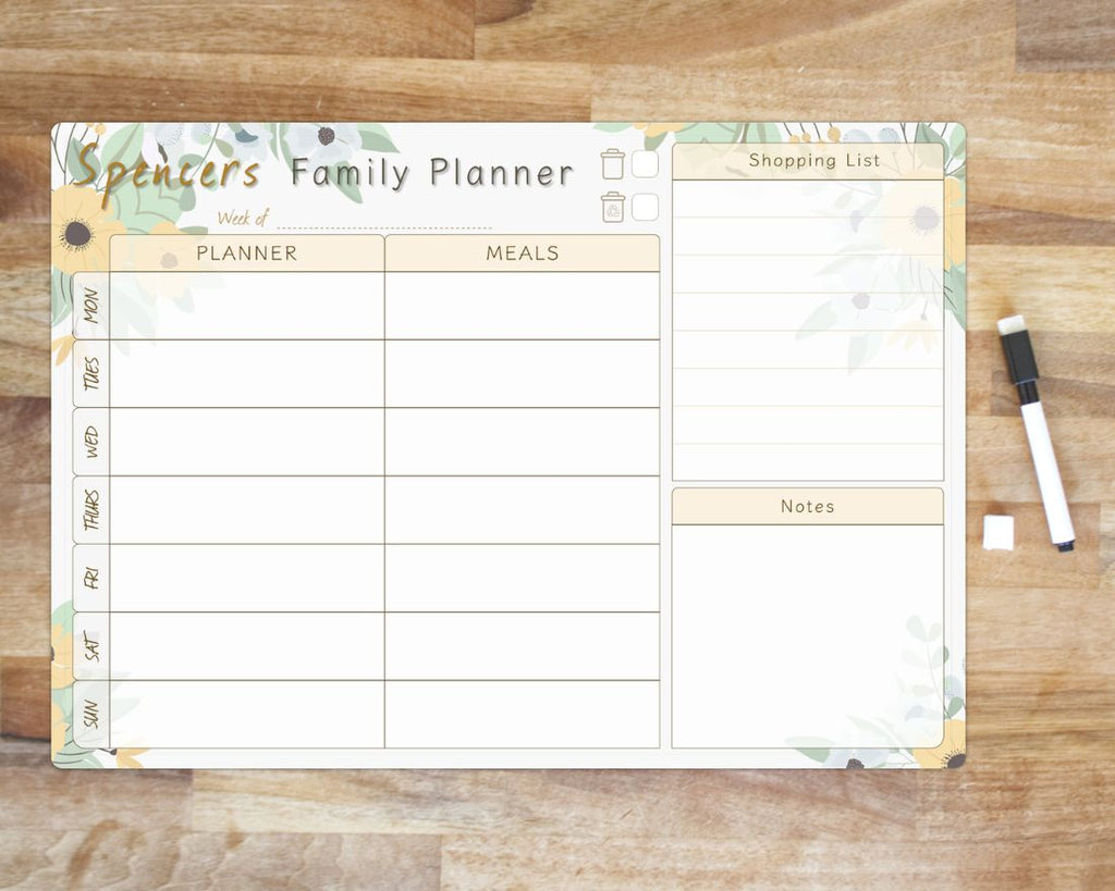 family weekly planner whiteboard