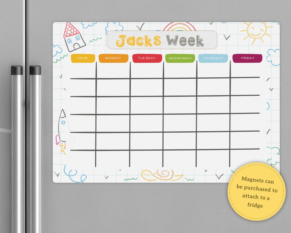Children's Dry Wipe Weekly Planner Whiteboard