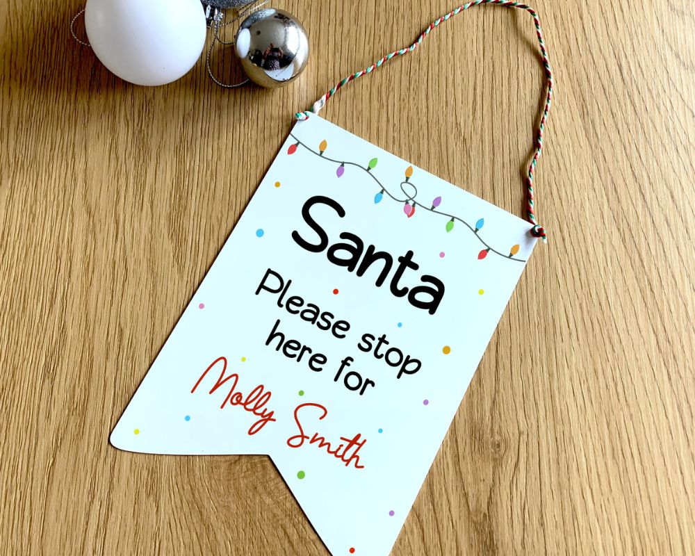 personalised santa please stop here sign 