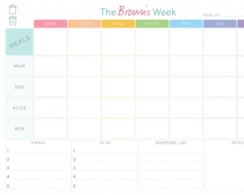 weekly family planner whiteboard 