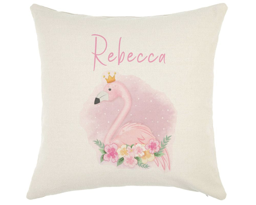 personalised pink flamingo cushion cover