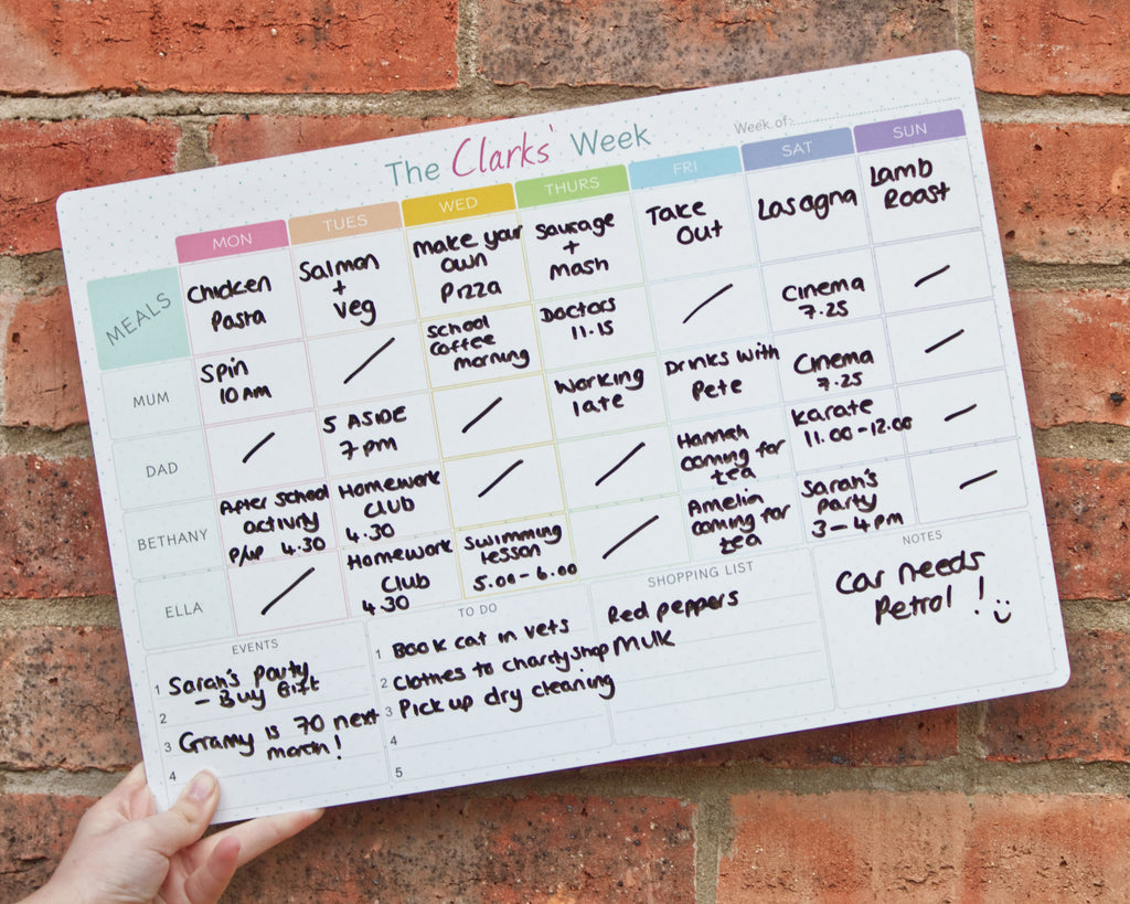 design your whiteboard weekly family planner