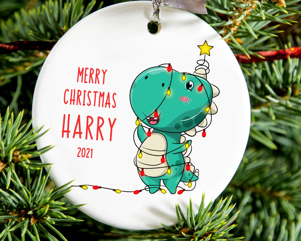 Personalised Dinosaur Christmas bauble